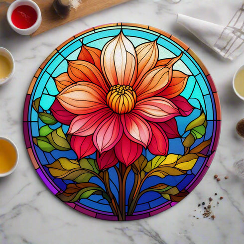 Dahlia Circular Glass Suncatcher Worktop Saver